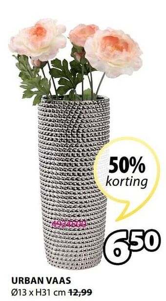 Jysk Urban vaas 13xH31 cm aanbieding