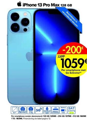 Carrefour Iphone 13 pro max 128GB aanbieding