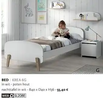 Krea Bed nachttafel in wit B40 x D40 x H36 aanbieding