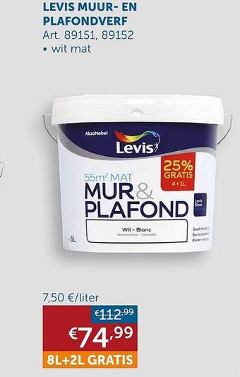Zelfbouwmarkt Levis muur en plafondverf aanbieding
