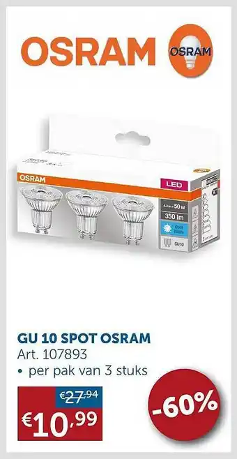 Zelfbouwmarkt Gu 10 spot osram aanbieding