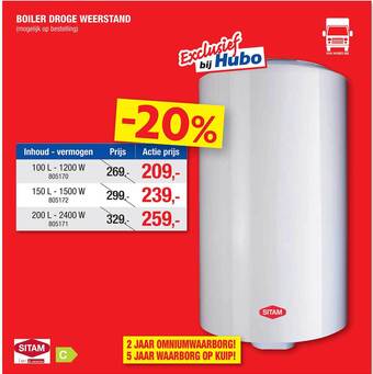 Hubo Boiler droge weerstand aanbieding