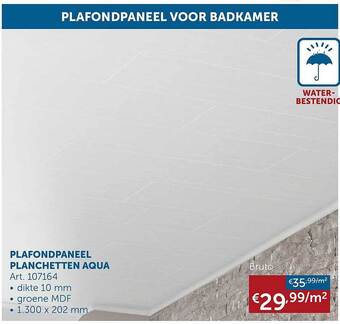Zelfbouwmarkt Plafondpaneel planchetten aqua aanbieding