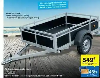 Aanhangwagen met één as