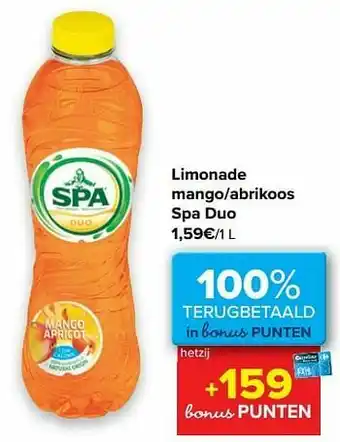 Carrefour Limonade mango-abrikoos spa duo aanbieding