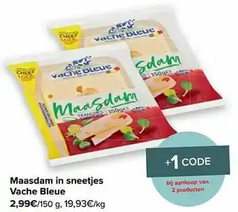 Carrefour Maasdam in sneetjes vache bleue aanbieding