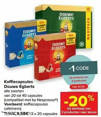 Carrefour Koffiecapsules cafeïnevrij aanbieding