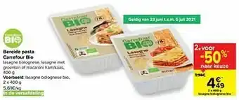 Carrefour Lasagne bolognese bio aanbieding