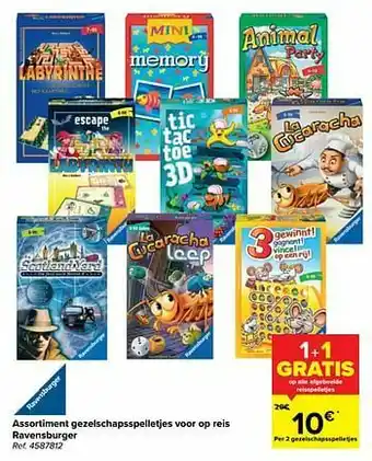 Assortiment gezelschapsspelletjes voor op reis ravensburger