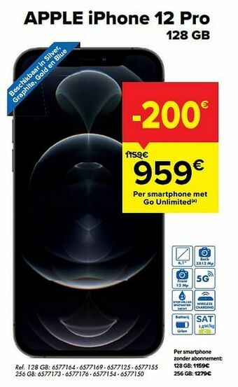 Carrefour Apple iphone 12 pro 128 gb aanbieding