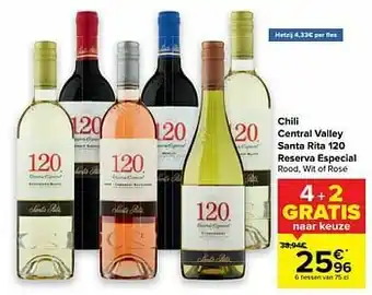 Carrefour Chili central valley santa rita 120 reserva especial rood wit of rosé aanbieding