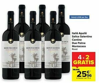 Carrefour Italië apulië salice salentino cantine due palme montecoco rood aanbieding