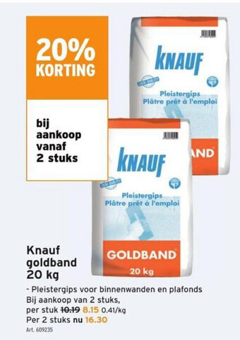 GAMMA Knauf Goldband 20kg aanbieding