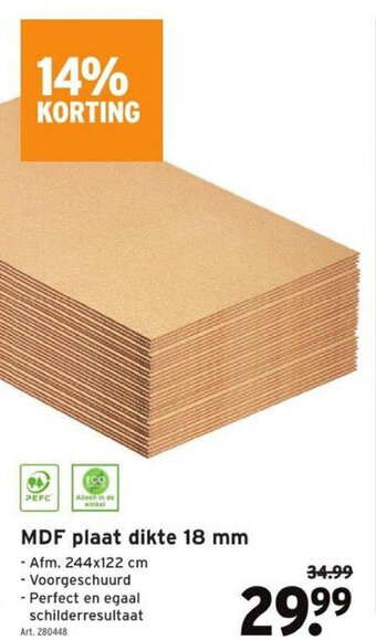 GAMMA MDF plaat Dikte 18mm aanbieding