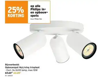 GAMMA Philips Opbouwspot MyLiving Trioplaat aanbieding