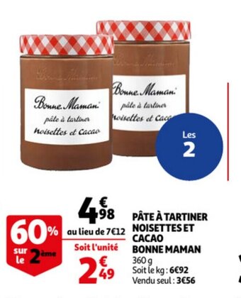 Auchan Pate a Tartiner Noisettes Et Cacao Bonne Maman aanbieding