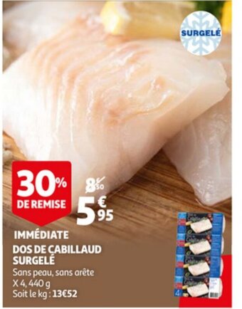 Auchan Immediate Dos De Cabillaud Surgele aanbieding