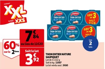 Saupiquet Thon Entier Nature
