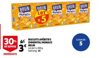Auchan Belin Biscuits Aperitifs Emmental Monaco aanbieding