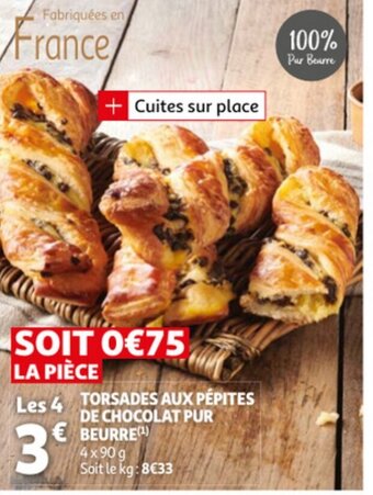 Auchan Torsades Aux Pepites De Chocolat Pur Beurre aanbieding