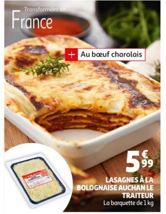 Auchan Lasagnes A La Bolognaise Auchan Le Traiteur aanbieding