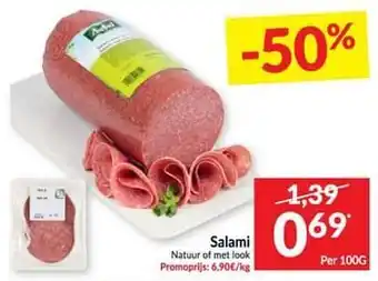 Intermarché Salami natuur of met look 100g aanbieding