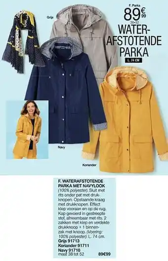 Waterafstotende parka met navylook