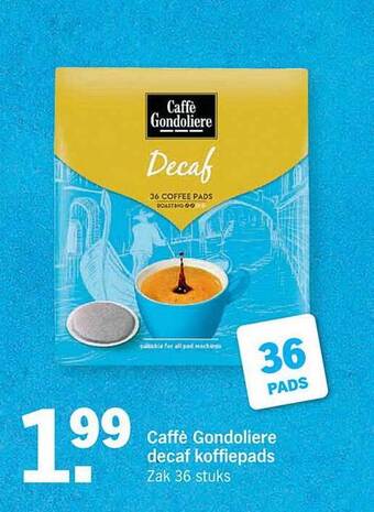 Albert Heijn Caffe Gondoliere Decaf Koffiepads aanbieding