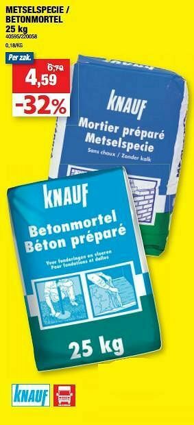Hubo Metselspecie - betonmortel aanbieding