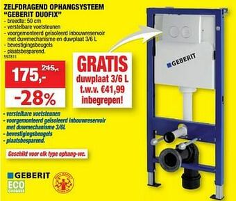 Hubo Zelfdragend ophangsysteem geberit duofix aanbieding