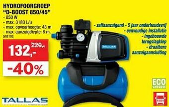 Hubo Tallas hydrofoorgroep d-boost 850-45 aanbieding