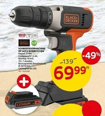 Brico Black + decker schroefboormachine op accu bcd001c2-qw aanbieding