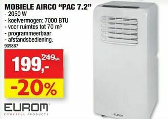 Hubo Eurom mobiele airco pac 7.2 aanbieding