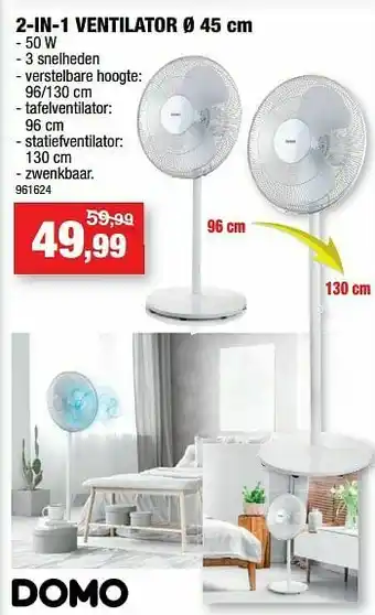 Hubo Domo elektro 2-in-1 ventilator aanbieding