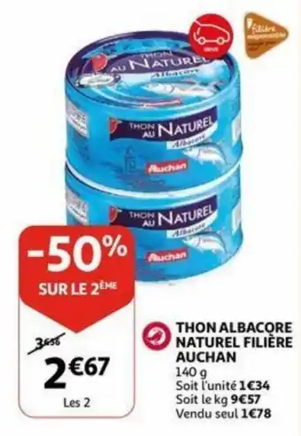 Auchan Thon Albacore Naturel Filiere Auchan aanbieding