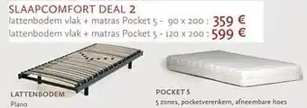 Krea Lattenbodem vlak + matras pocket 5 90x200 aanbieding