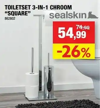 Toiletset 3-in-1 chroom square