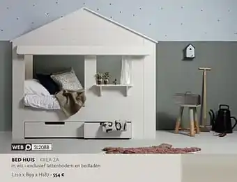 Krea Bed huis krea 2a in wit - exclusief lattenbodem en bedladen l210xb99xh187 aanbieding