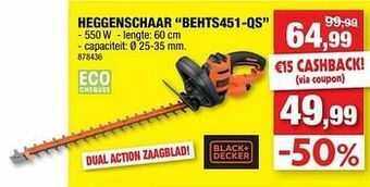 Hubo Black + decker heggenschaar behts451-qs aanbieding