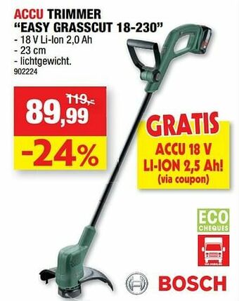 Hubo Bosch accu trimmer easy grasscut 18-230 aanbieding