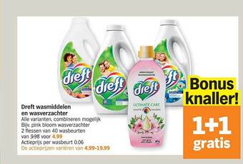 Albert Heijn Dreft wasmiddelen en wasverzachter aanbieding