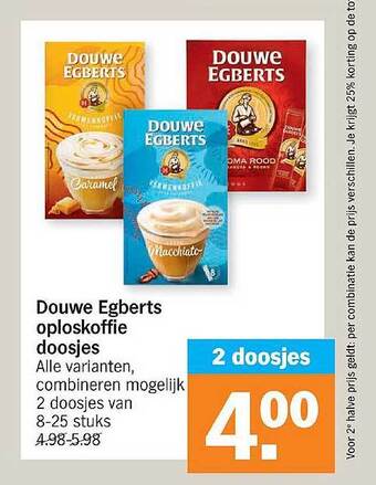 Albert Heijn Douwe egberts oploskoffie doosjes aanbieding