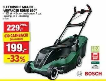 Hubo Bosch elektrische maaier advanced rotak 690 aanbieding