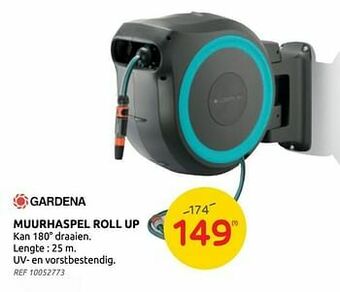 Brico Gardena muurhaspel roll up aanbieding