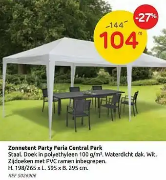 Brico Zonnetent party feria central park aanbieding