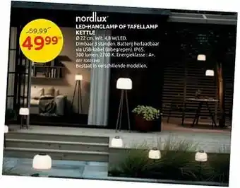Brico Led-hanglamp of tafellamp kettle aanbieding