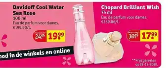 Kruidvat Davidoff Cool Water Sea Rose 100 Ml Chopard Brilliant Wish 75 Ml aanbieding