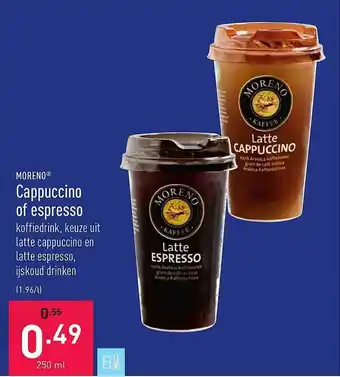 ALDI Moreno Cappuccino Of Espresso aanbieding