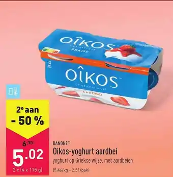 ALDI Danone Oikos-yoghurt Aardbei aanbieding