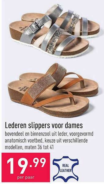 ALDI Lederen Slippers Voor Dames aanbieding